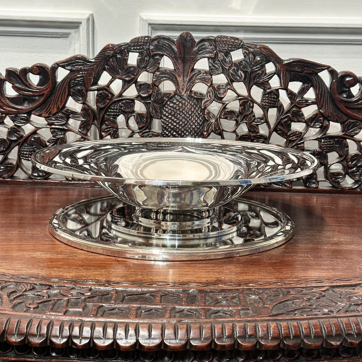 Wolfers Art Deco Center Table And Its Mirror In 833/1000 Silver 