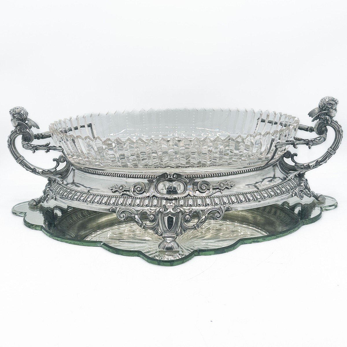 Crystal And Sterling Silver Centerpiece 800/1000 Napoleon Ill Period