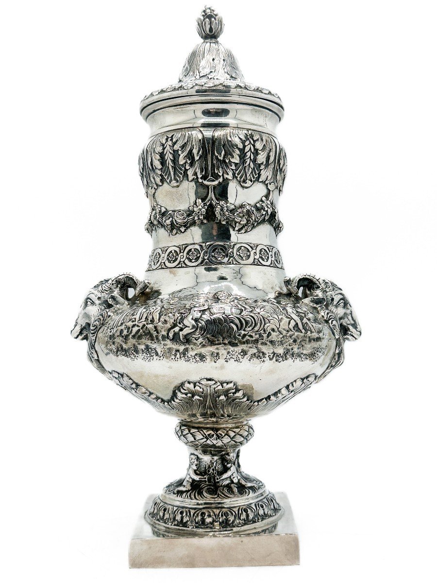 Hanau, Large Drageoir In Sterling Silver-photo-3