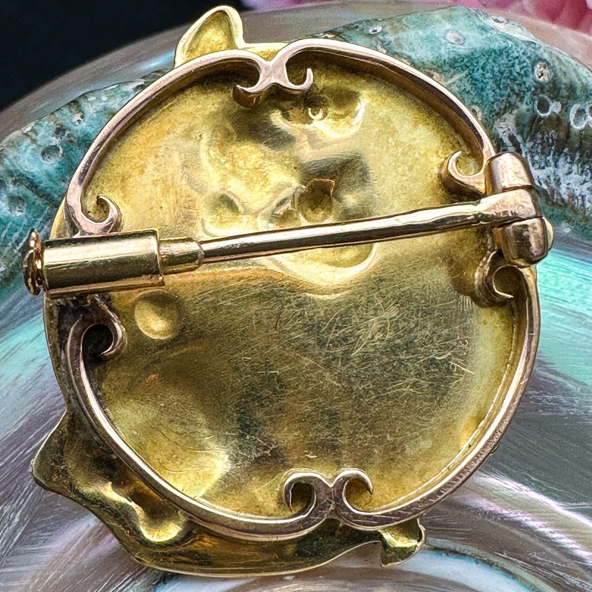 18k Gold Art Nouveau Brooch Signed Van Der Straeten-photo-1