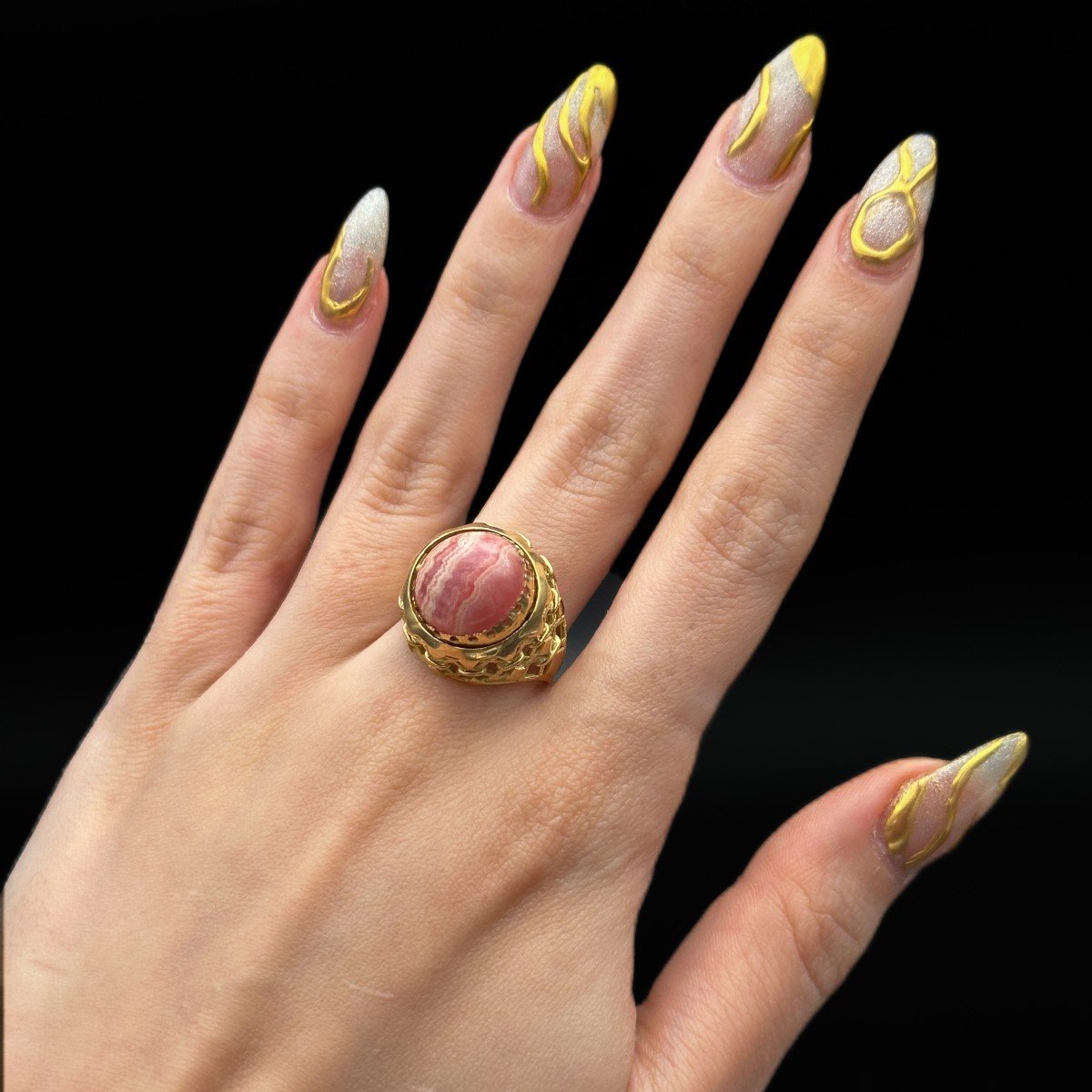 Rotating System Ring Set With Rhodochrosite-photo-3