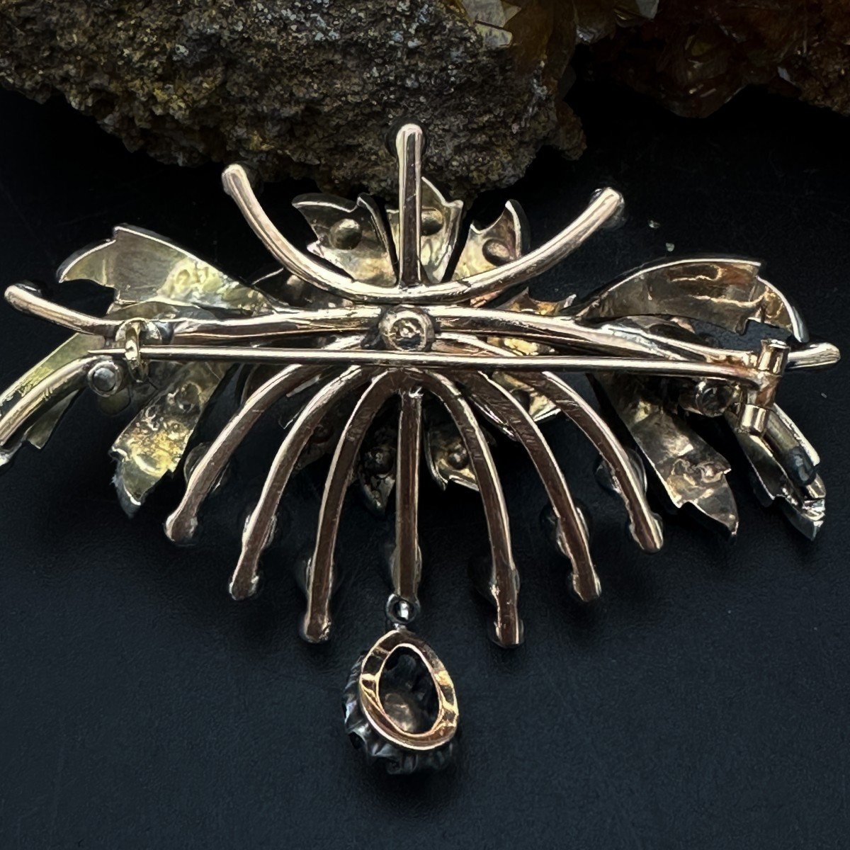 Brooch Early 19th Gold, Silver Set With Rose-cut Diamonds.-photo-4