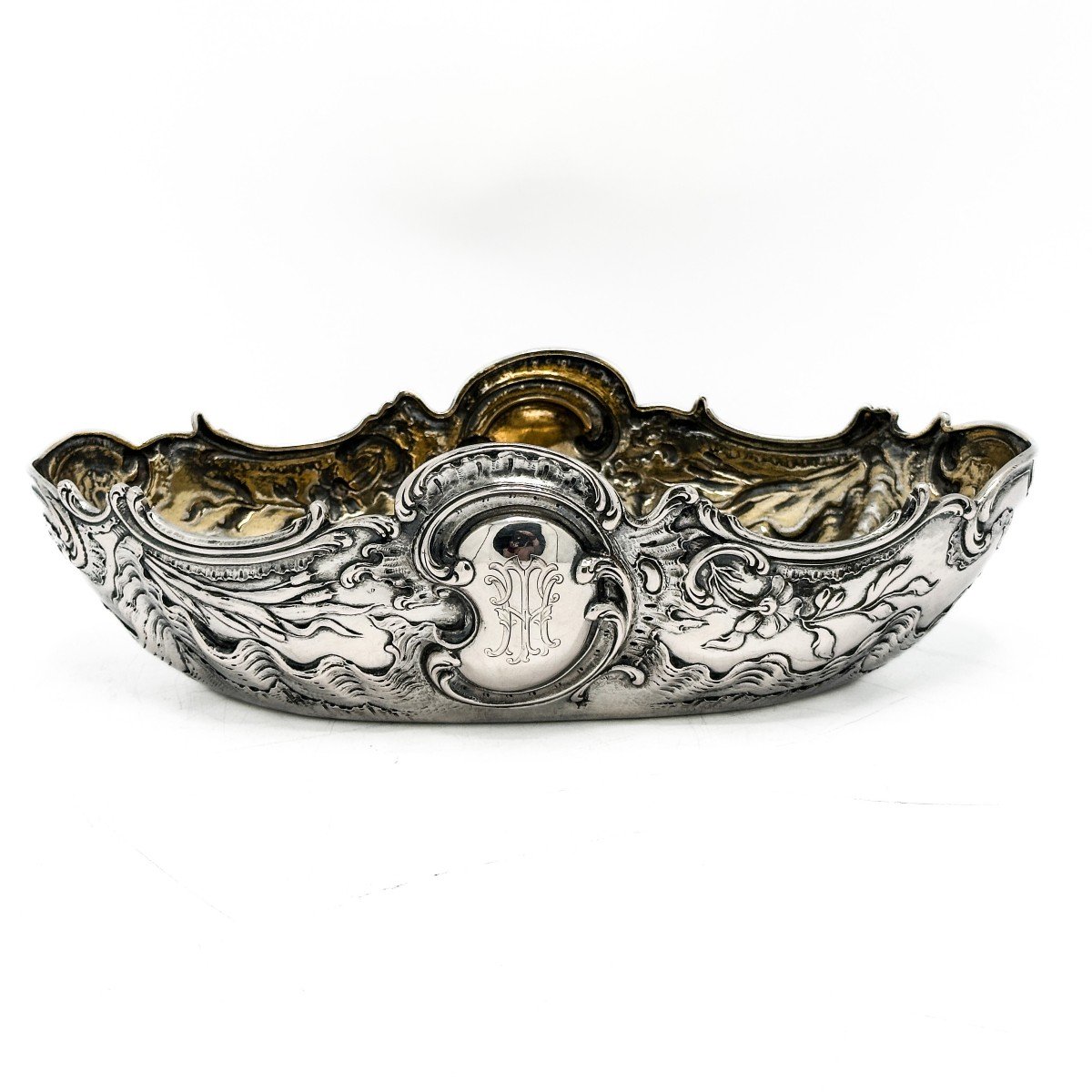 Wolfers Bread Basket In 800/1000 Sterling Silver In Rococo Style.-photo-2