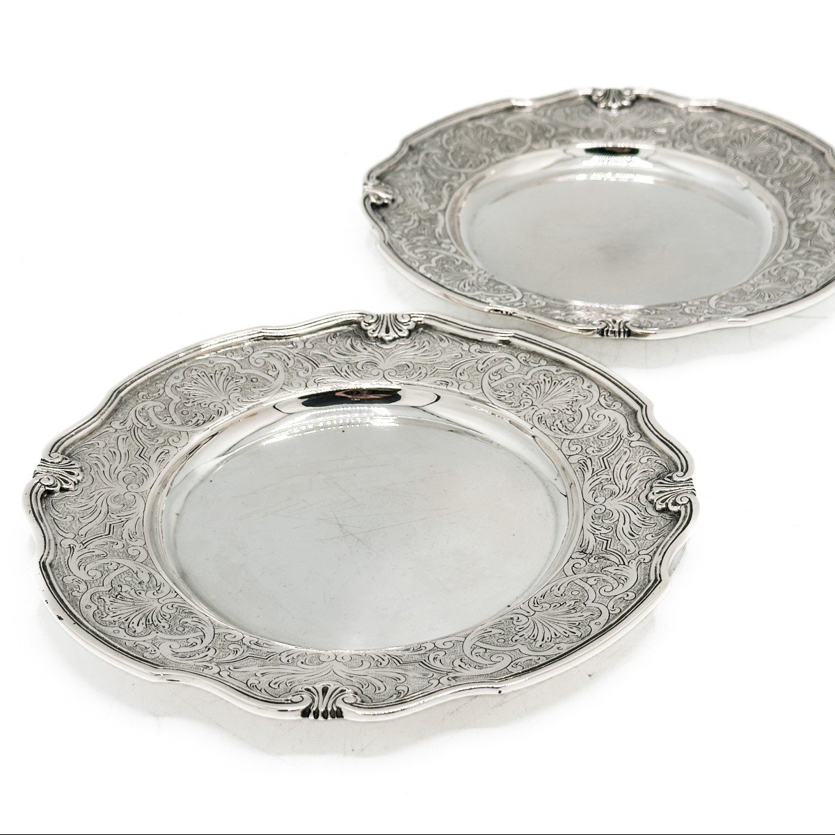 Pair Of Large Bottle Coasters In 800/1000 Sterling Silver -photo-2