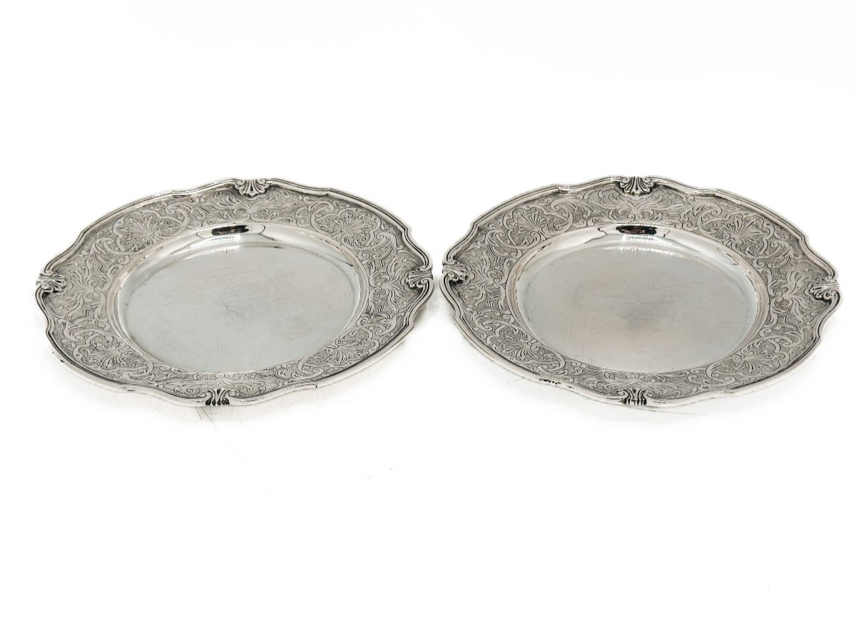 Pair Of Large Bottle Coasters In 800/1000 Sterling Silver 