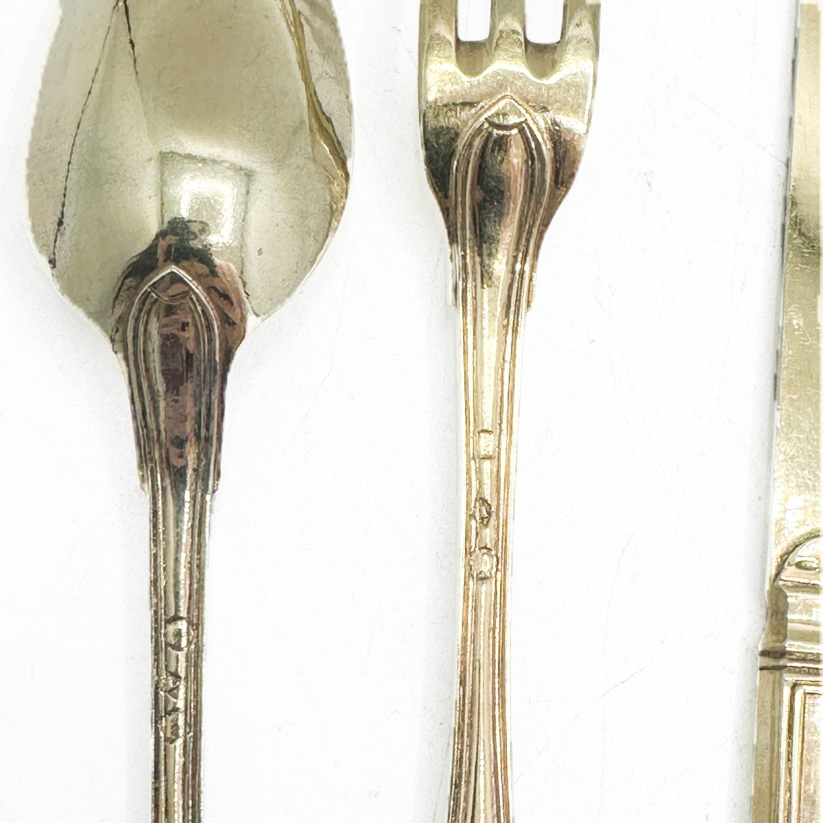 Dessert Cutlery In Vermeil Silver For 6 People.  -photo-3