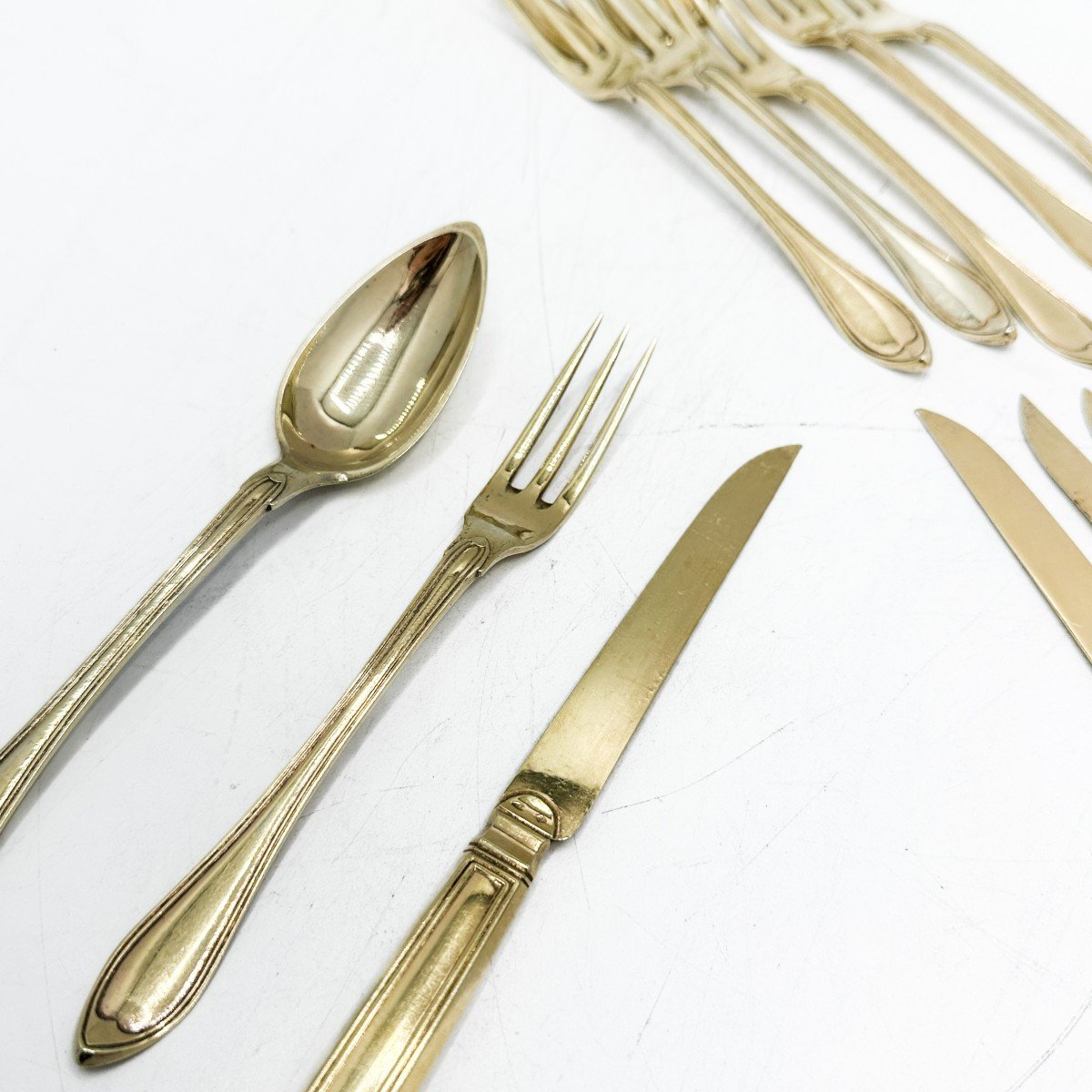 Dessert Cutlery In Vermeil Silver For 6 People.  -photo-7