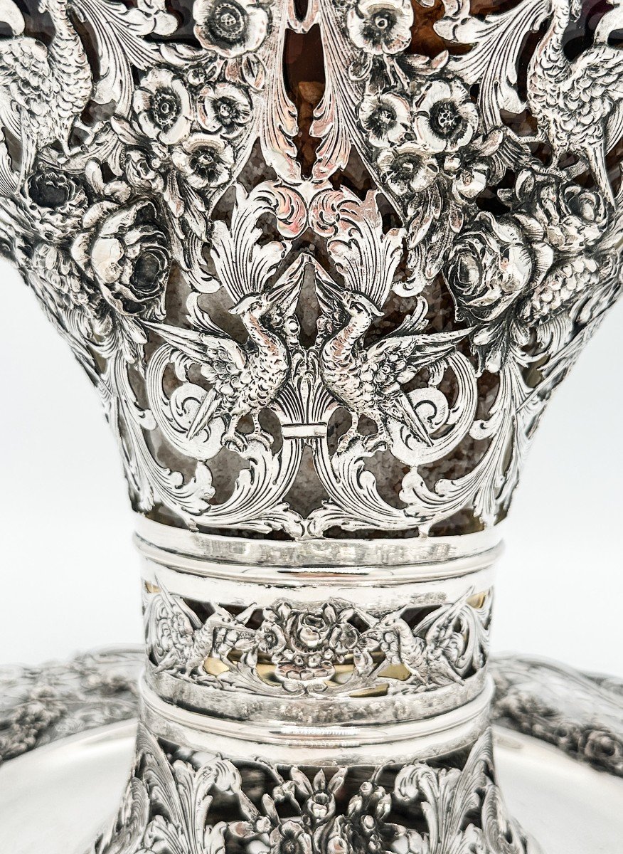 Louis XVI Planter And Its Presontoir In 800/1000 Sterling Silver-photo-2