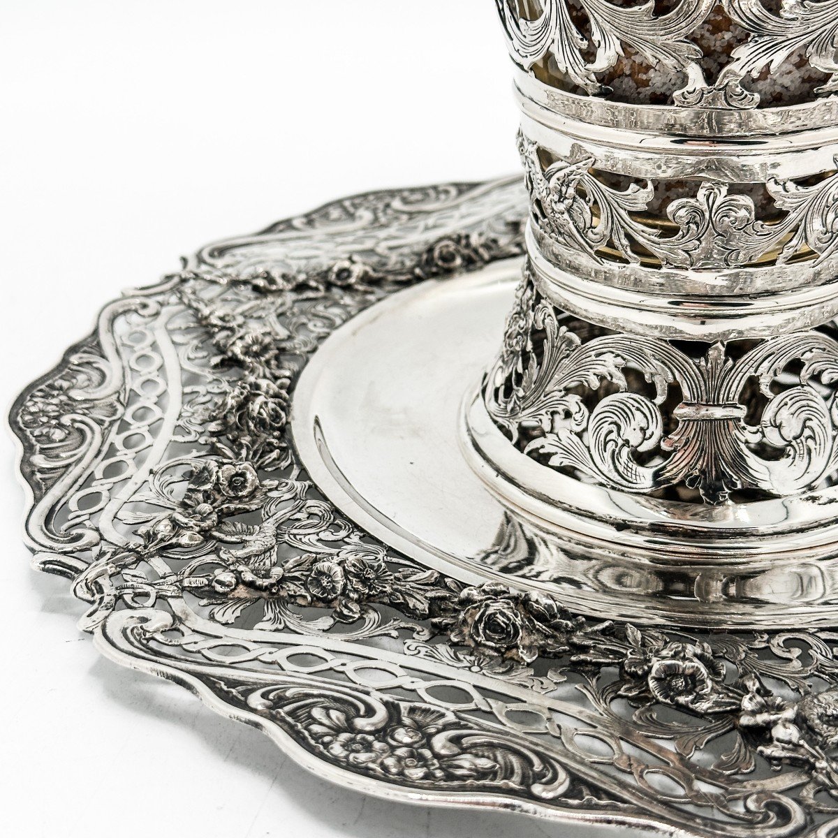 Louis XVI Planter And Its Presontoir In 800/1000 Sterling Silver-photo-1