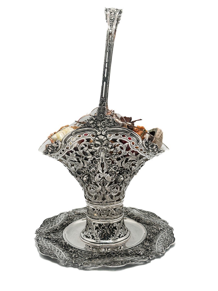 Louis XVI Planter And Its Presontoir In 800/1000 Sterling Silver