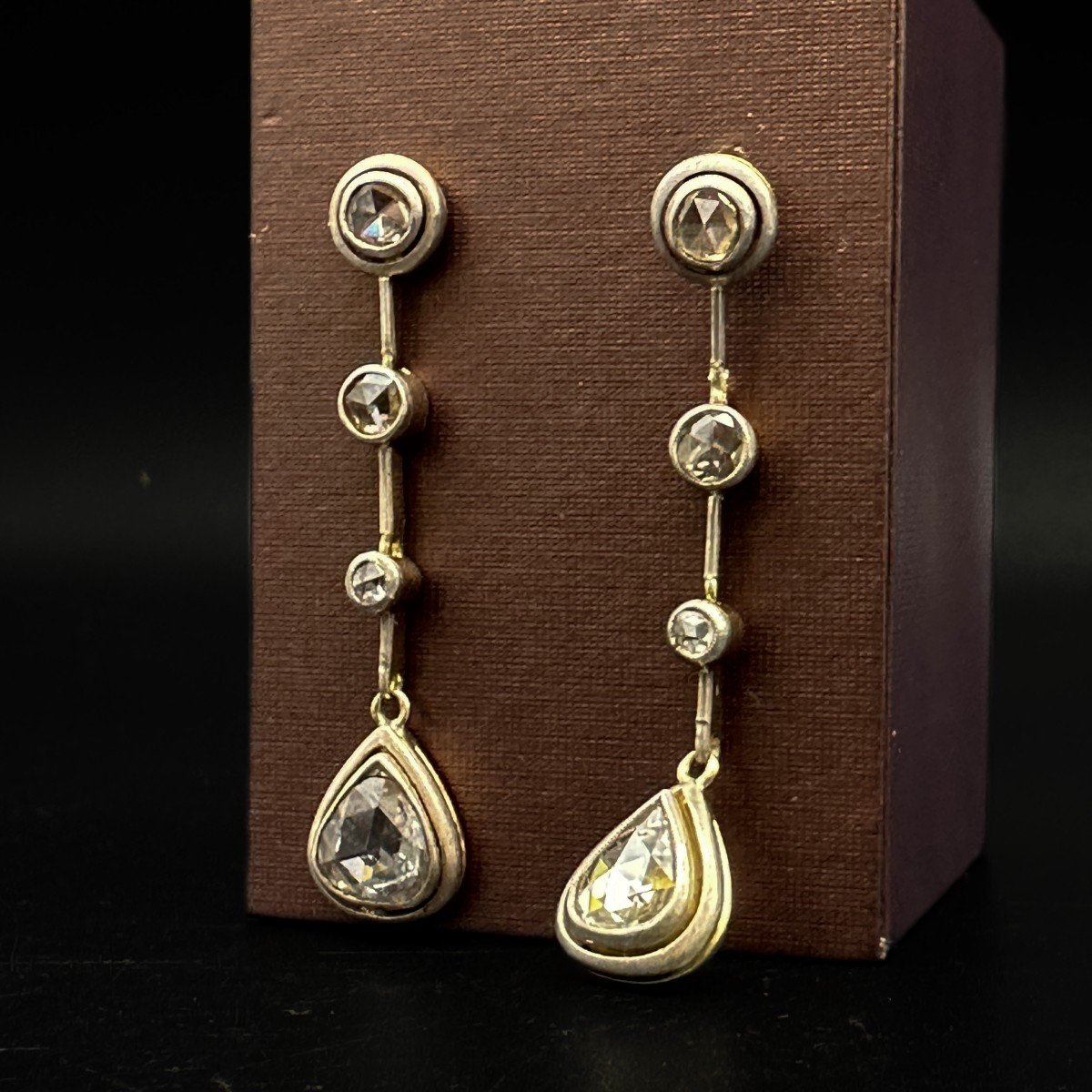 Pair Of Art Deco Gold, Silver And Rose-cut Diamond Drop Earrings. -photo-4