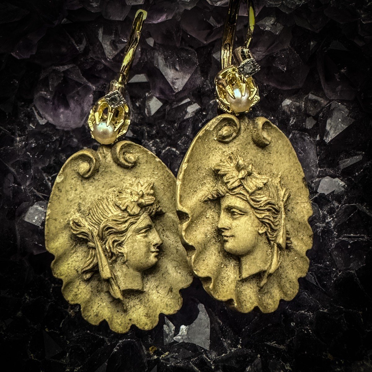 Paire De Boucles D’oreilles Napoléon Lll -photo-2