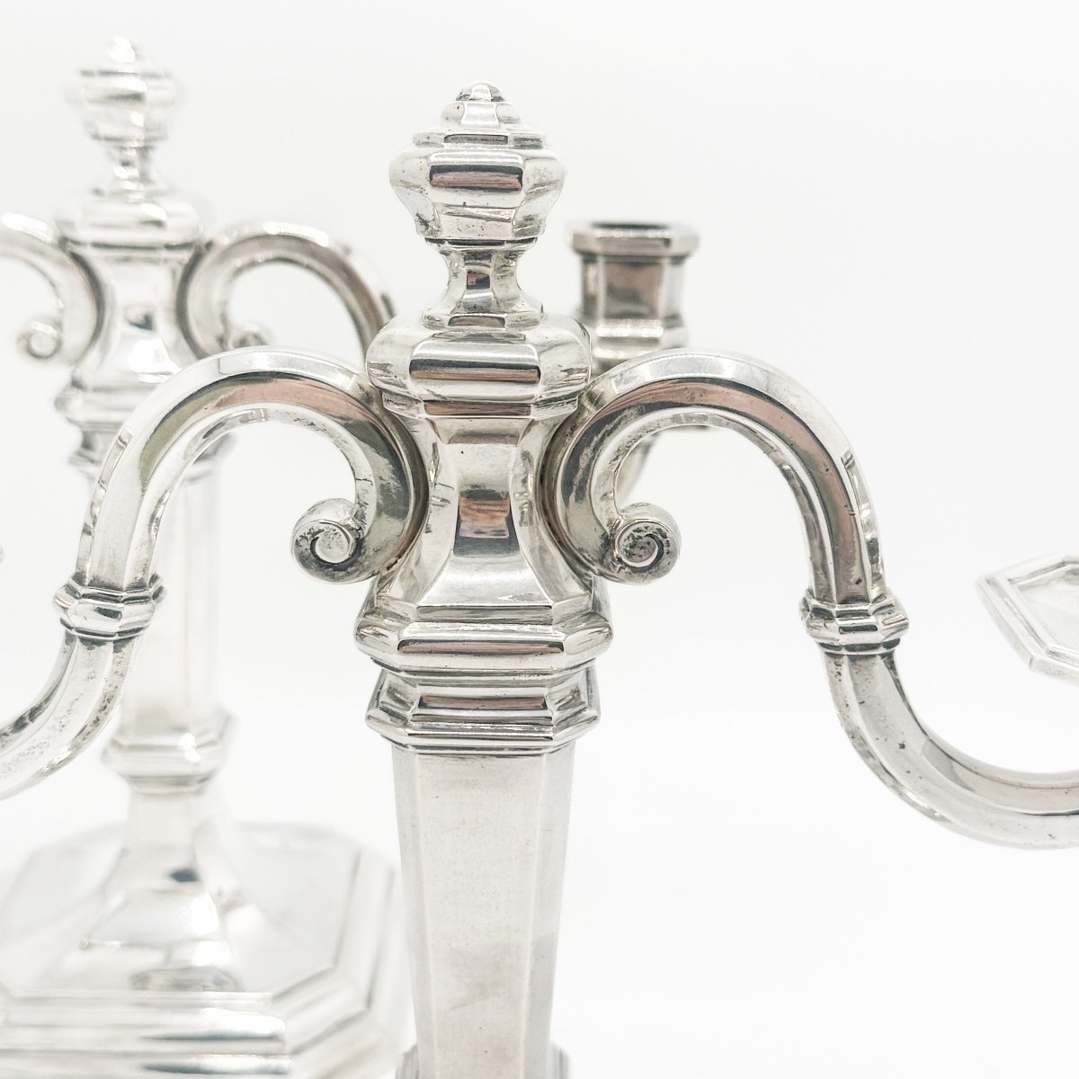 Pair Of Art Deco Solid Silver Candelabras -photo-2