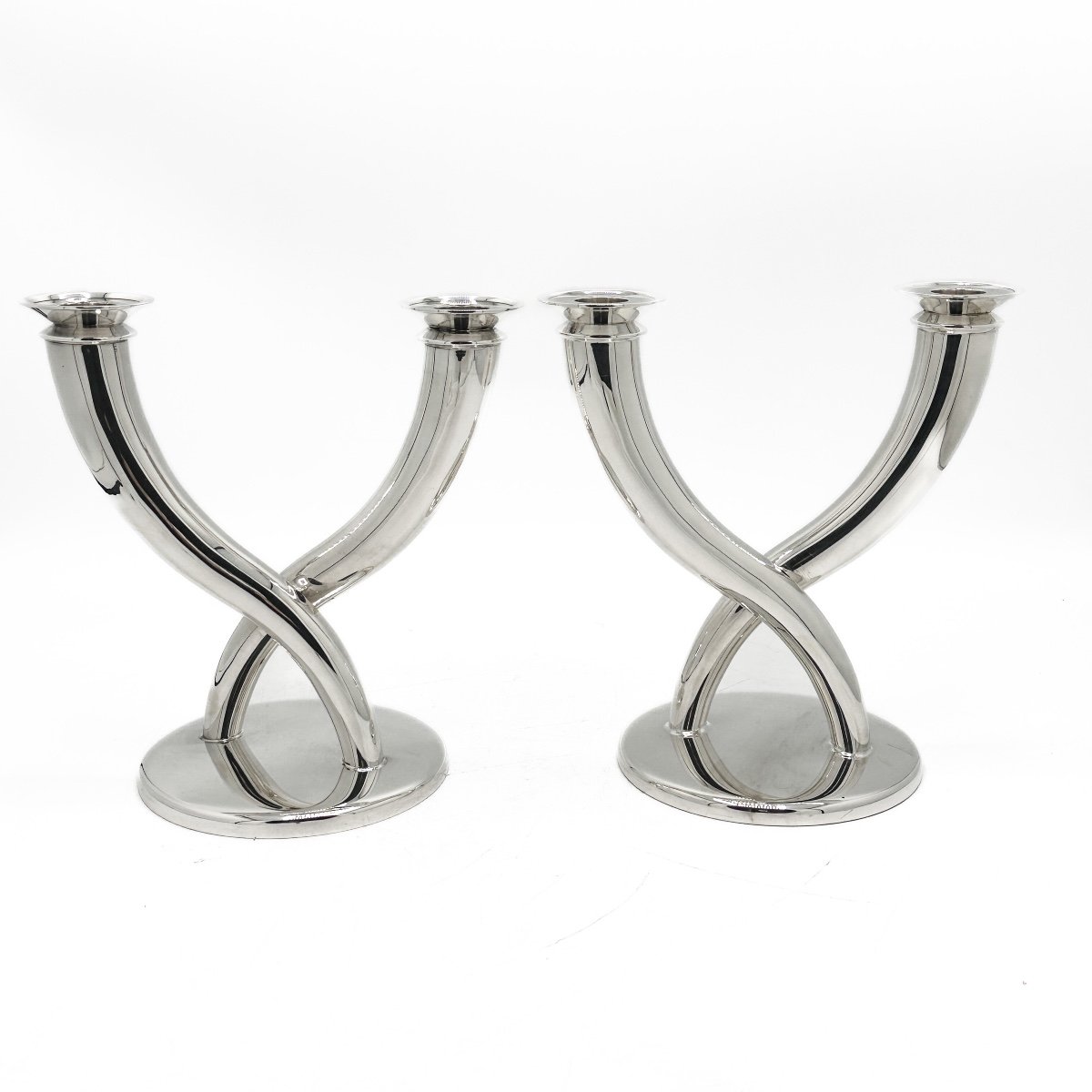 Gio Ponti, Christofle Pair Of Candlesticks -photo-3