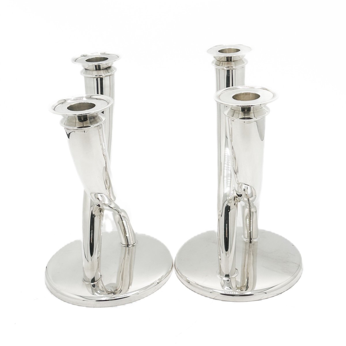 Gio Ponti, Christofle Pair Of Candlesticks -photo-4