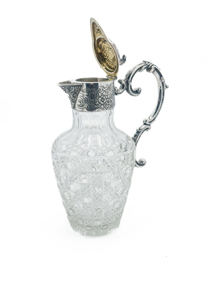 19th Century Crystal And Sterling Silver Wine Decanter -photo-2