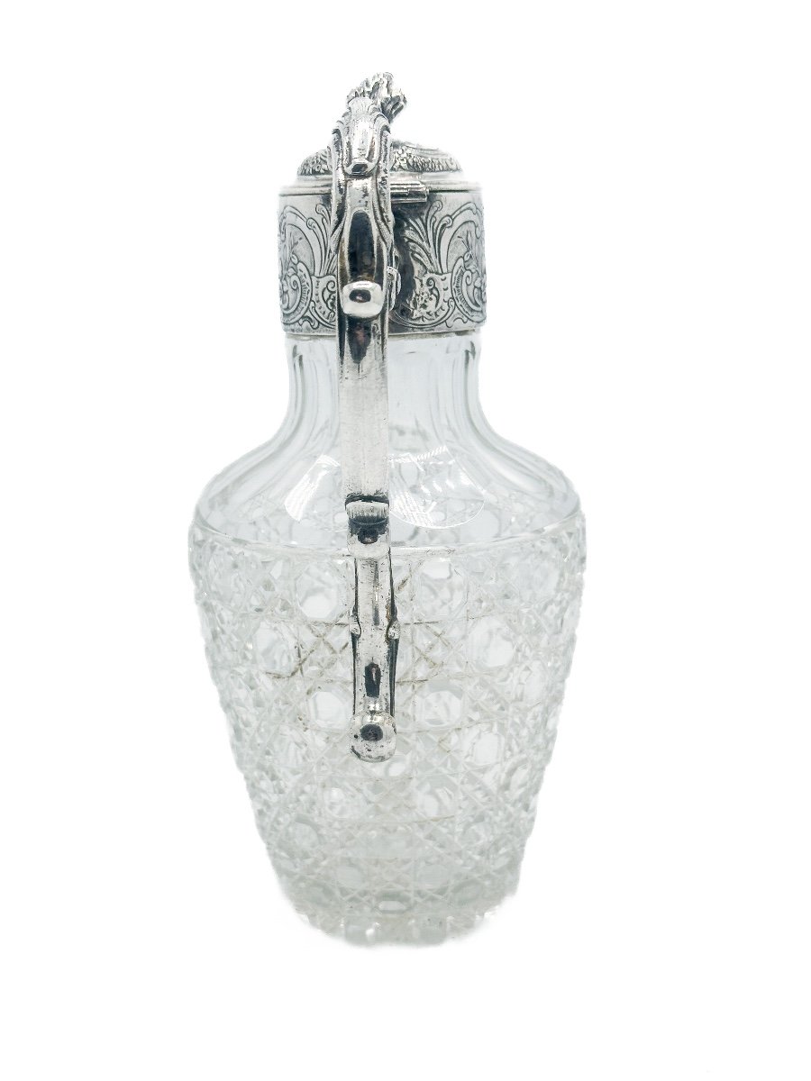 19th Century Crystal And Sterling Silver Wine Decanter -photo-4