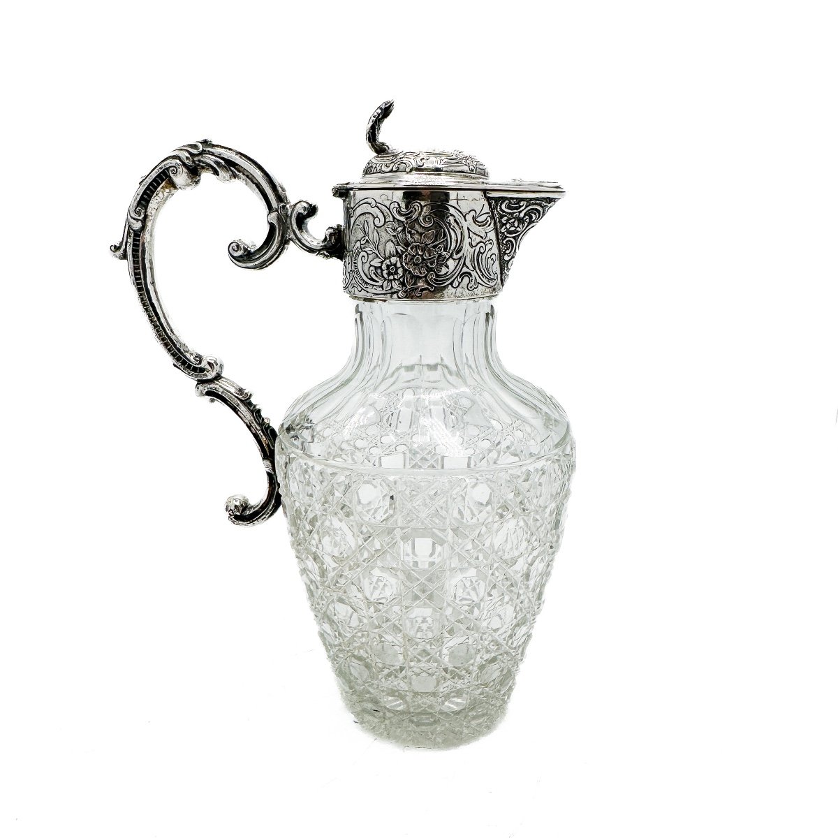 19th Century Crystal And Sterling Silver Wine Decanter 