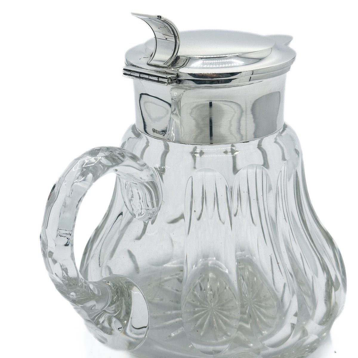  Cut Crystal And Silver Pitcher 