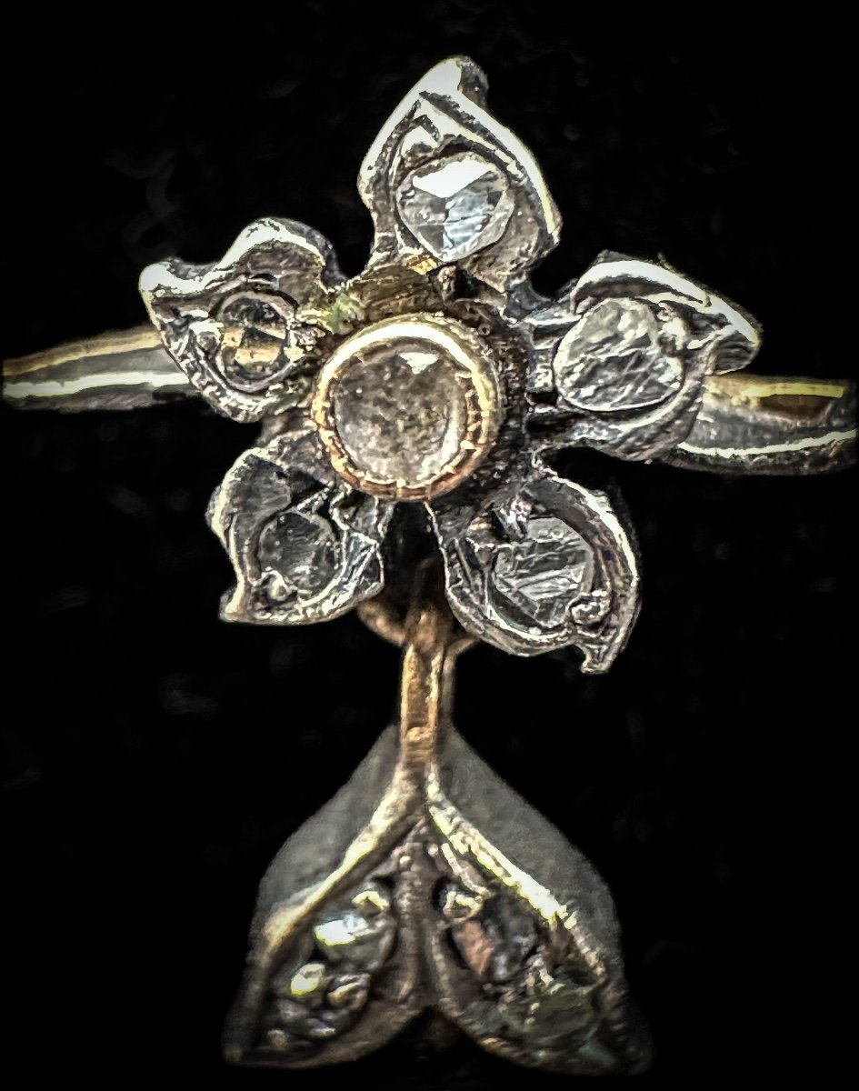 Collier En Argent Et Or, Serti De Diamants Taille Rose, époque Art Nouveau  Superbe Collier D’é-photo-4