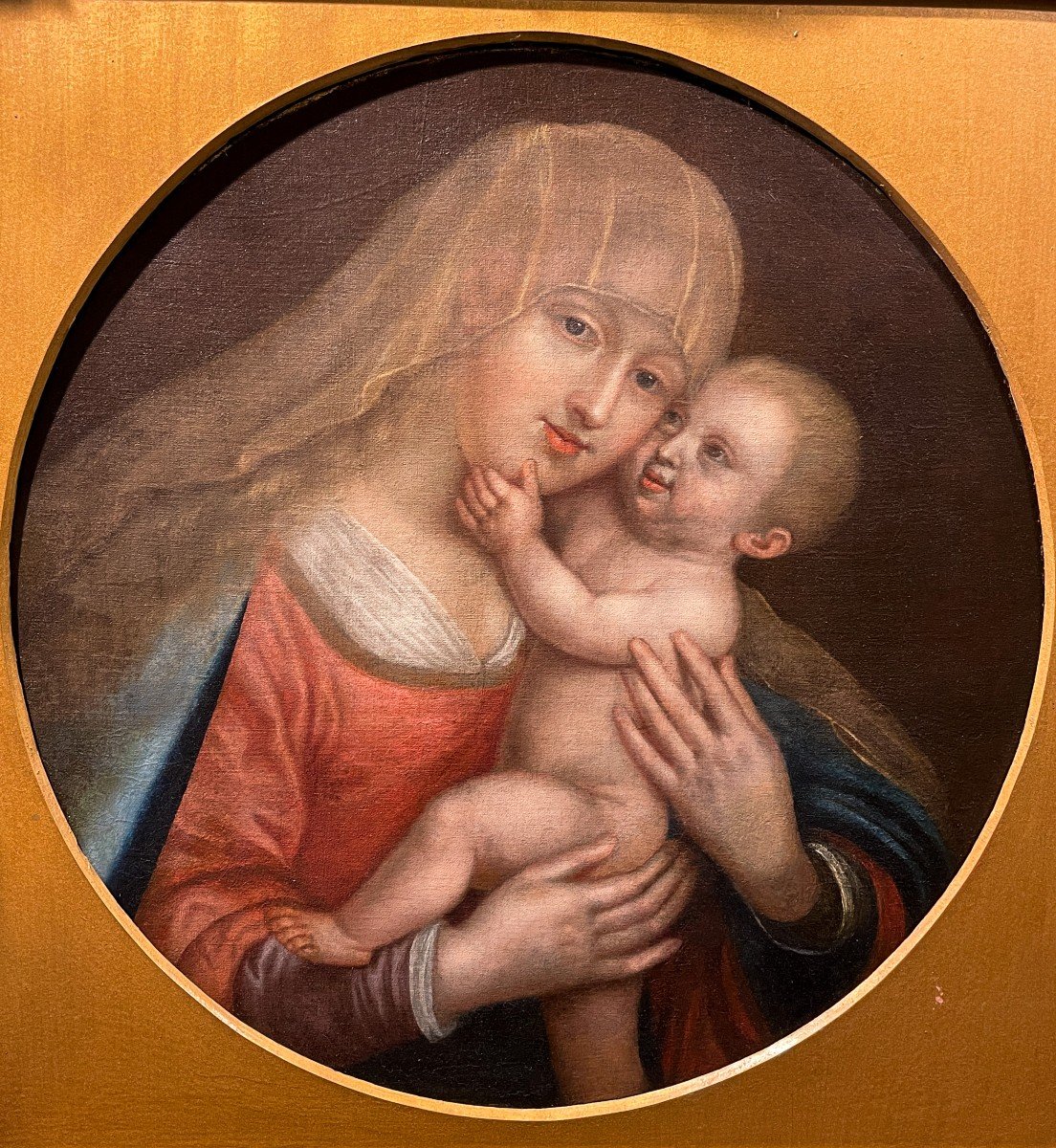 Virgin And Child Oil Painting On Canvas, Flemish School-photo-2