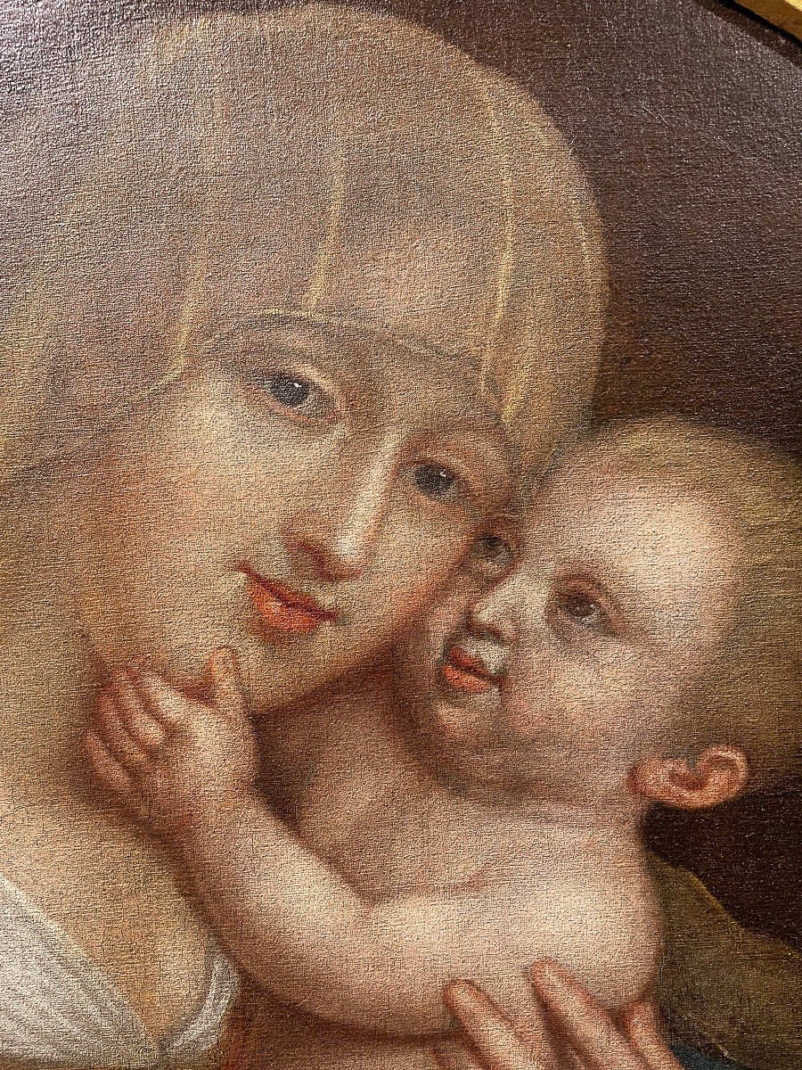 Virgin And Child Oil Painting On Canvas, Flemish School-photo-3