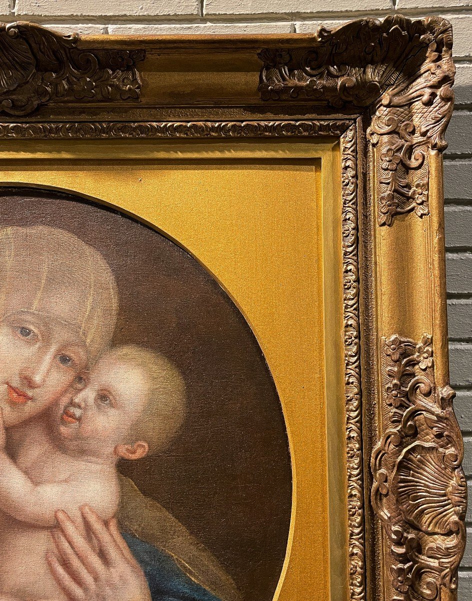 Virgin And Child Oil Painting On Canvas, Flemish School-photo-2