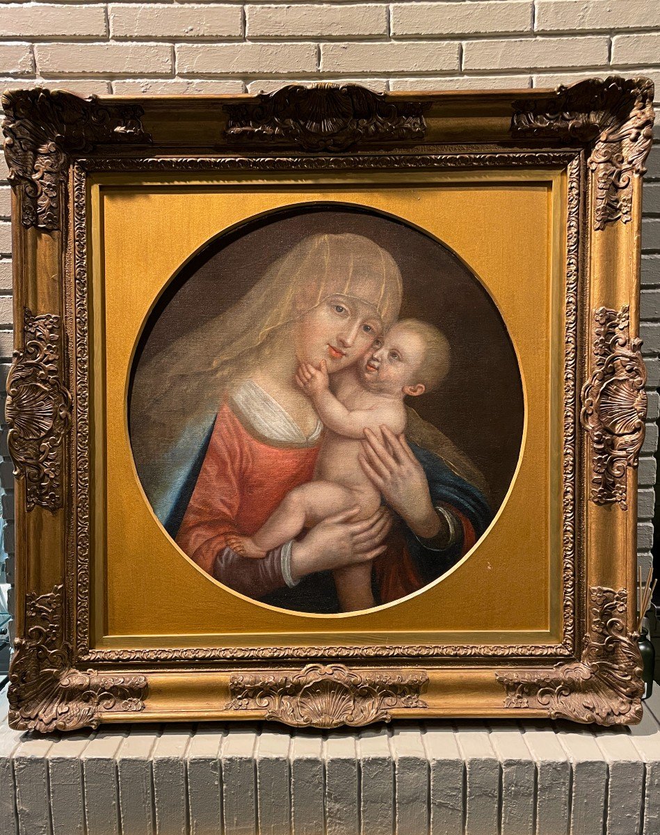 Virgin And Child Oil Painting On Canvas, Flemish School