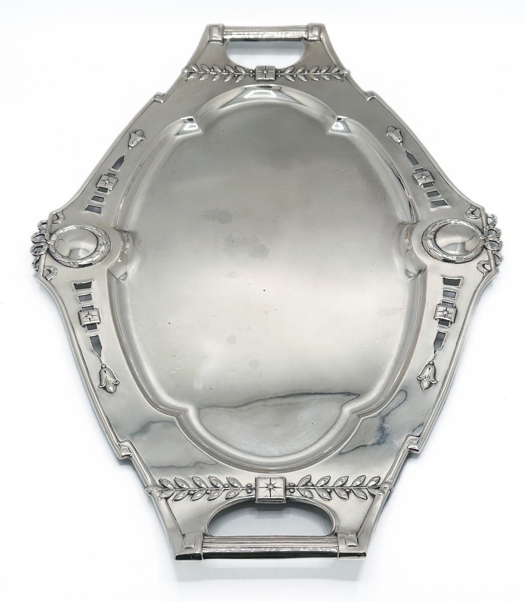 Austro-hungarian Tray In Solid Silver (800 Thousandths), Late 19th Century  -photo-2