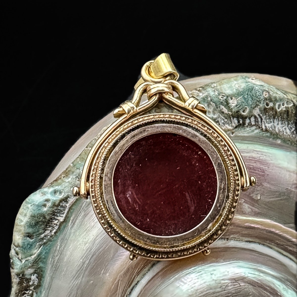 18 Carat Gold, Agate And Photo Holder Rotating Pendant, Late 19th - Early 20th Century  -photo-2