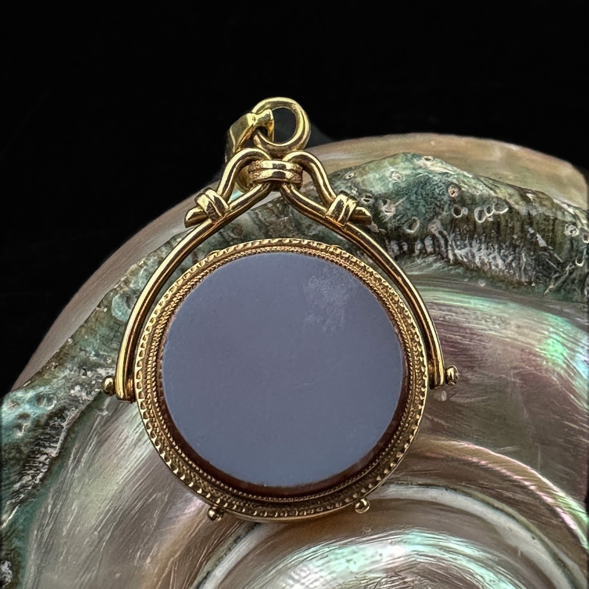 18 Carat Gold, Agate And Photo Holder Rotating Pendant, Late 19th - Early 20th Century  -photo-3