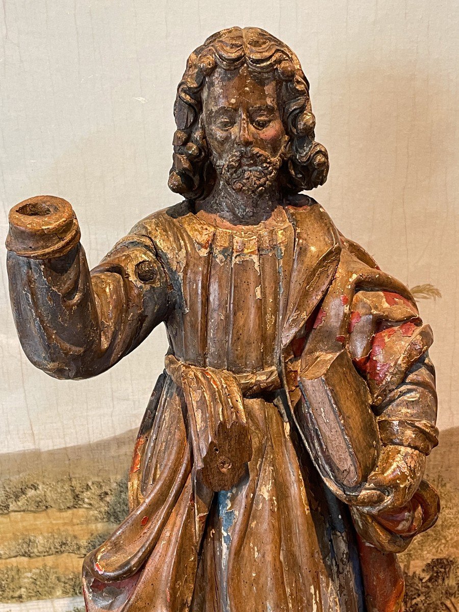 Sculpture Religieuse En Bois Polychrome – Saint Pierre – époque XVIIIe-photo-2