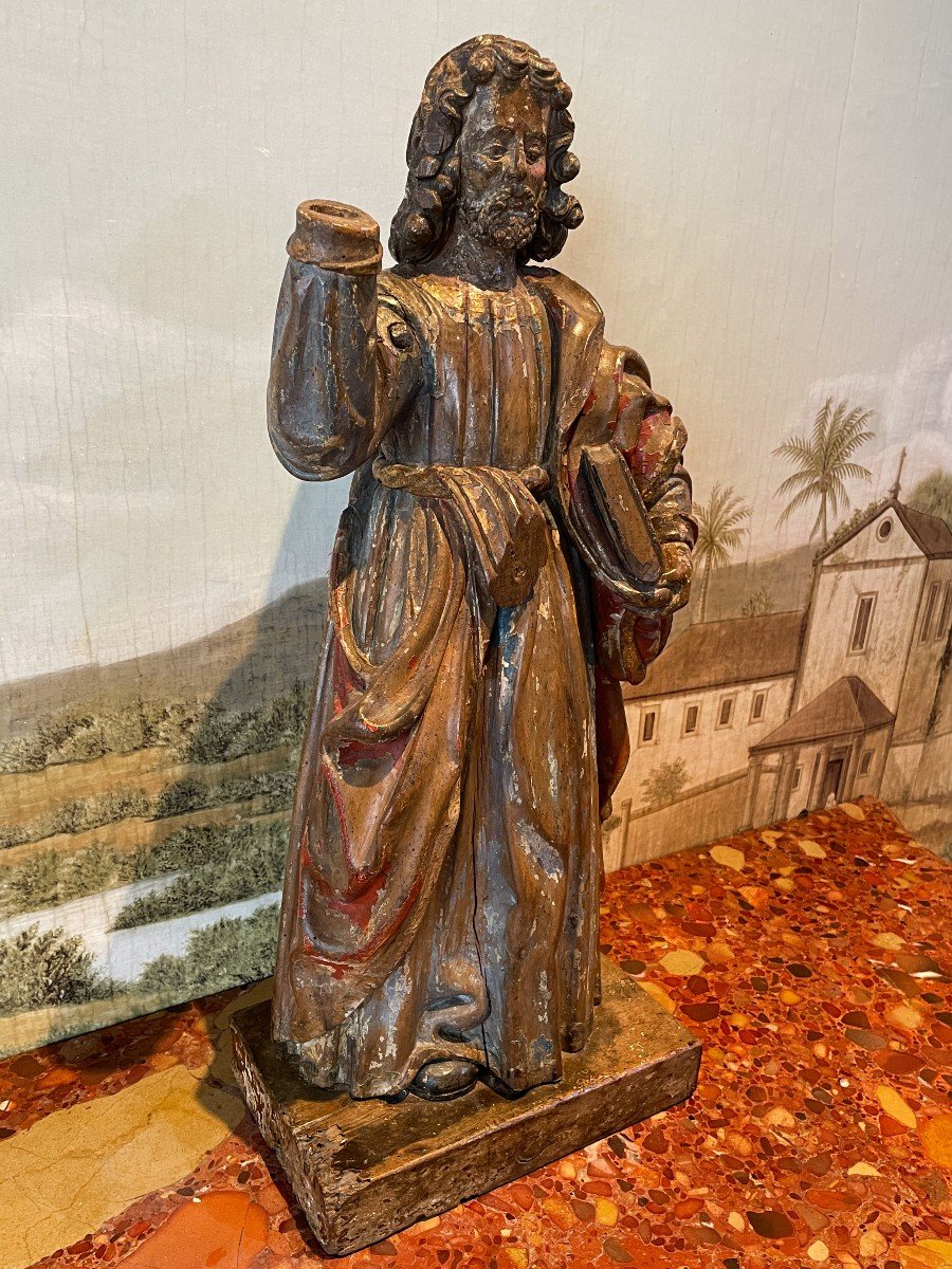 Sculpture Religieuse En Bois Polychrome – Saint Pierre – époque XVIIIe-photo-3