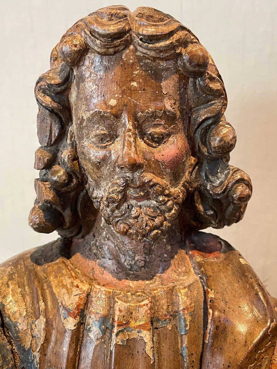 Sculpture Religieuse En Bois Polychrome – Saint Pierre – époque XVIIIe-photo-1