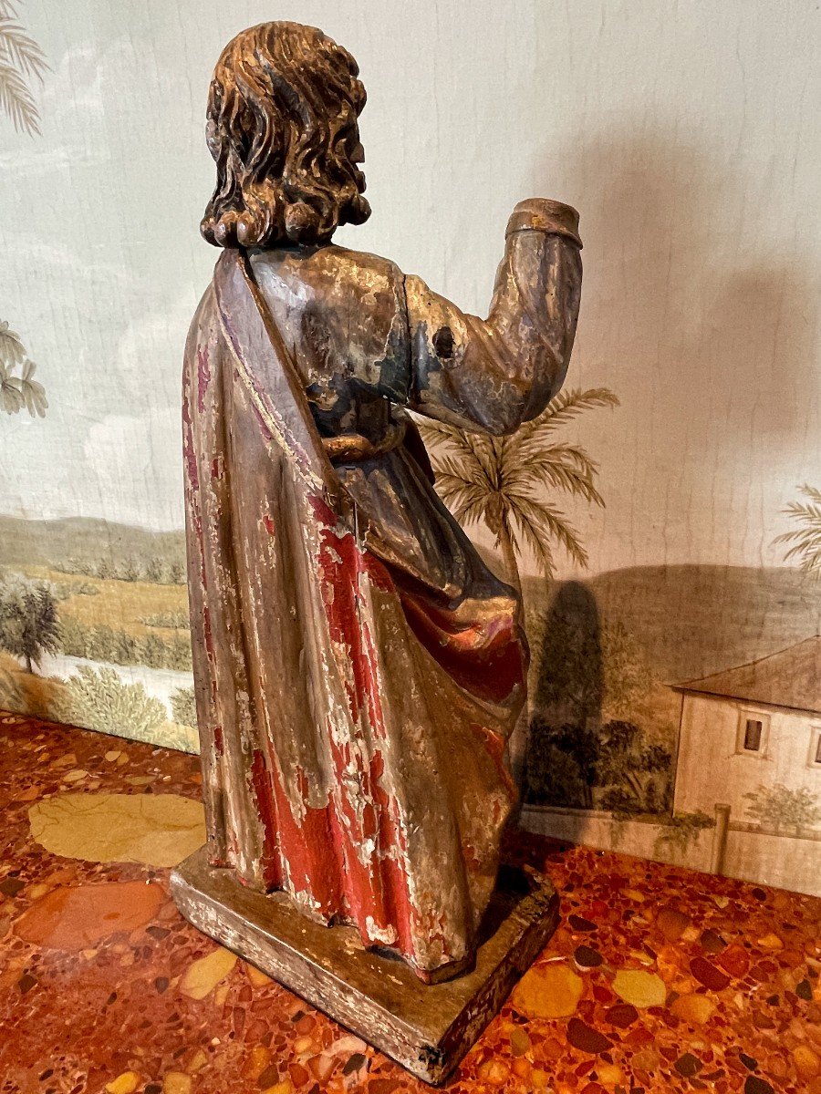 Sculpture Religieuse En Bois Polychrome – Saint Pierre – époque XVIIIe-photo-3