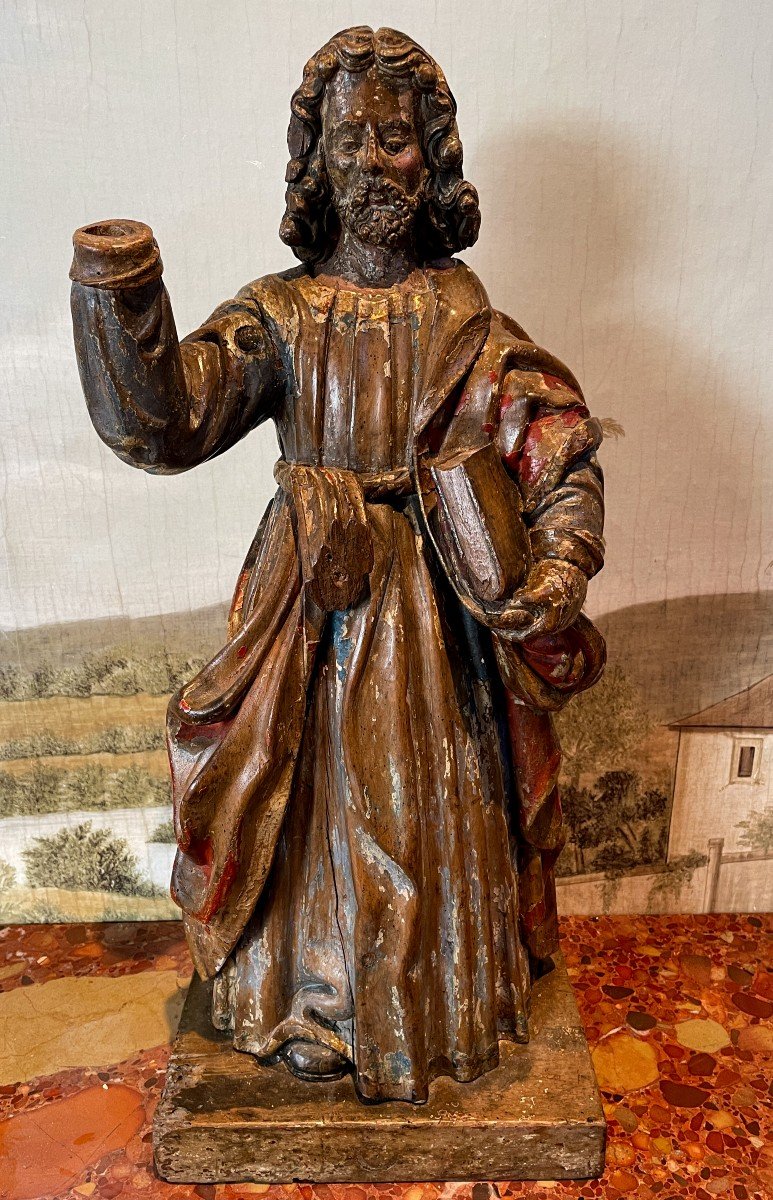 Sculpture Religieuse En Bois Polychrome – Saint Pierre – époque XVIIIe