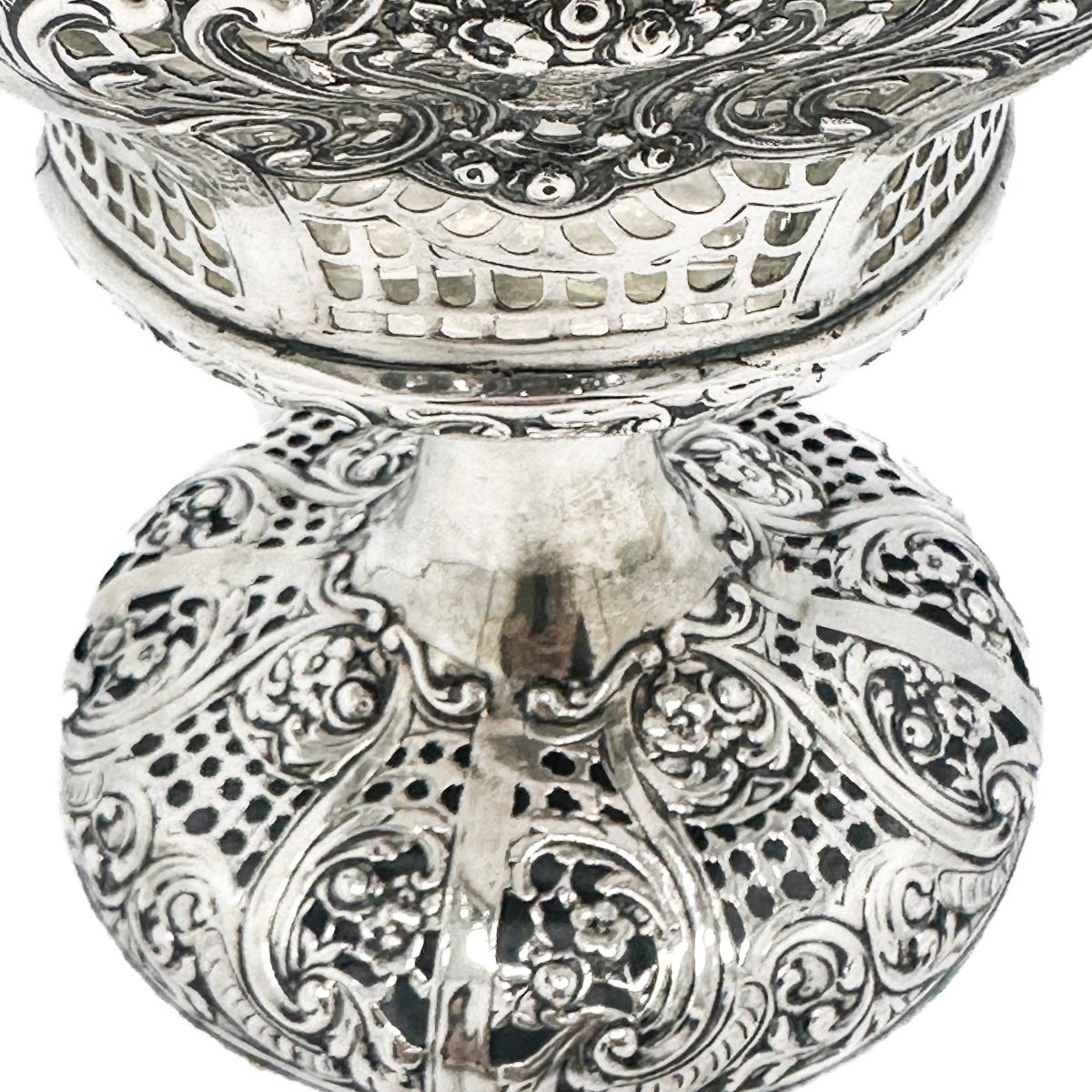 Centerpiece Cup In 800 Thousandths Silver And Crystal, German Rococo Style, Late 19th Century-photo-2