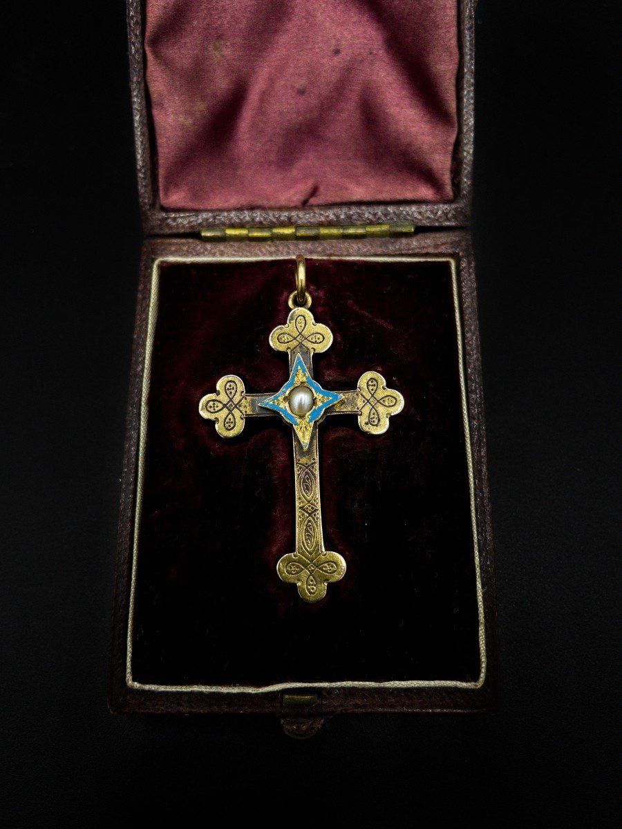 Reliquary Cross In 18k Gold Napoleon III-photo-2