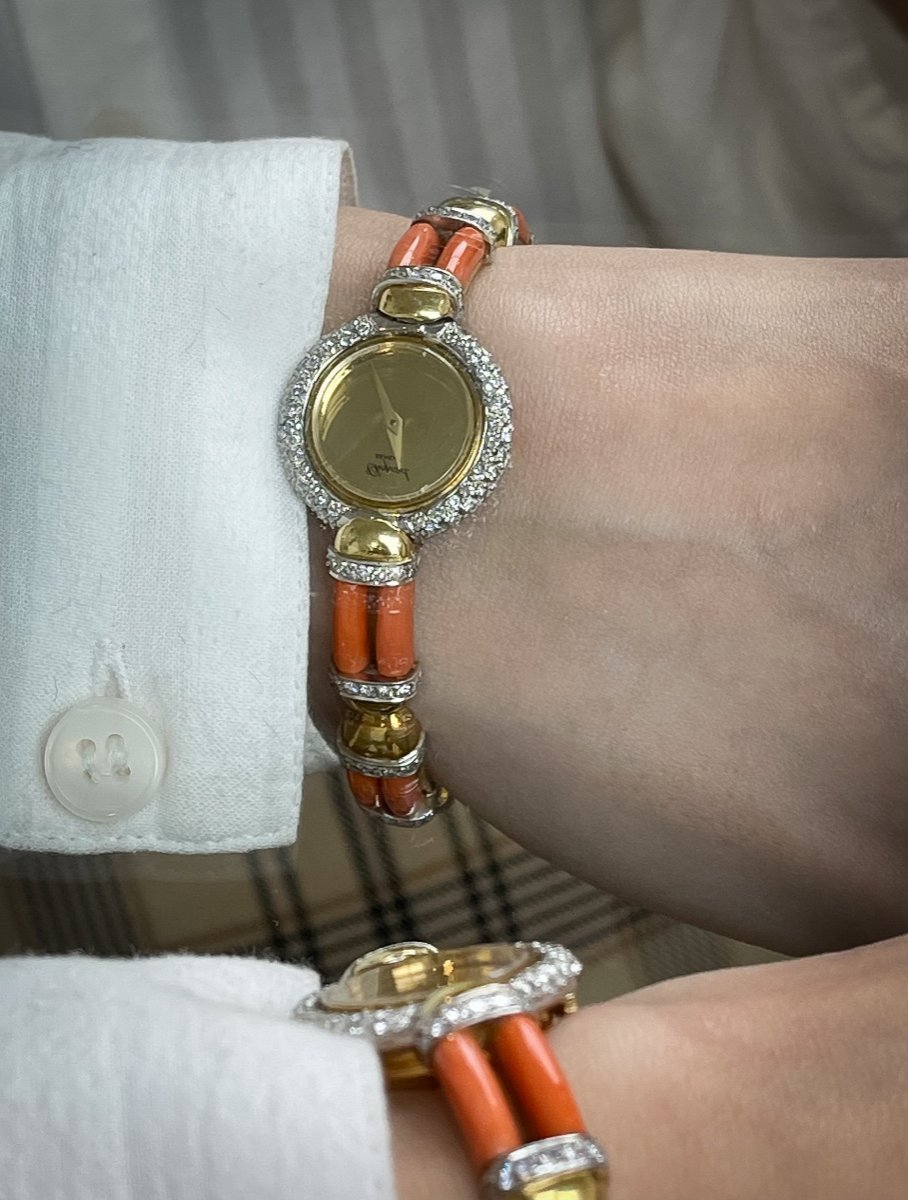 Chopard Joaillerie Watch In 18k Gold, Diamonds And Coral-photo-3