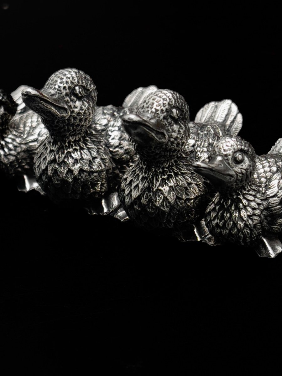 Family Of Ducks In Cast Silver 835/1000-photo-1