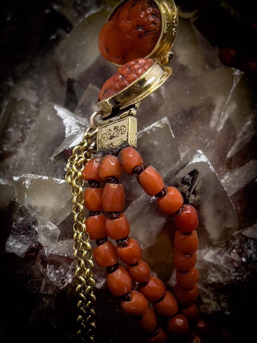 Napoleon III Bracelet In Coral And 18 K Gold-photo-4