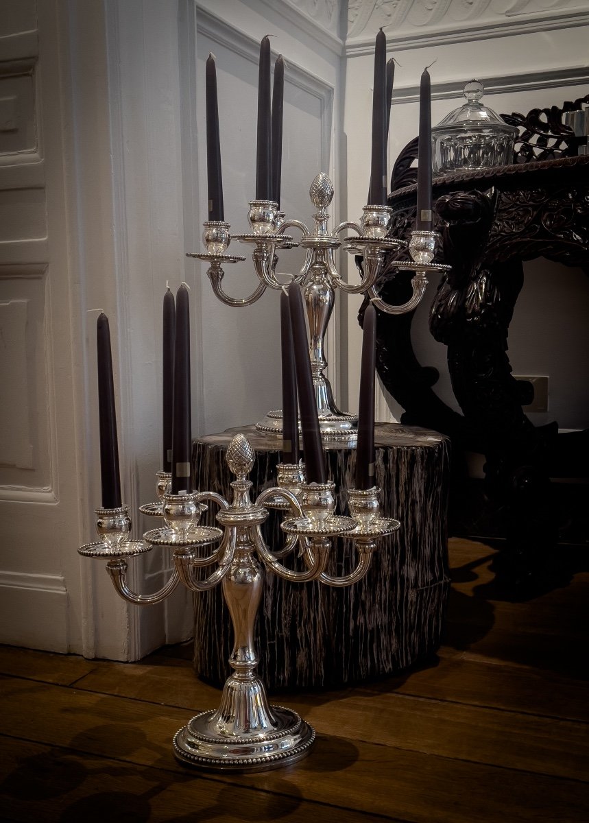 Elegant Pair Of Candelabra In Sterling Silver-photo-2