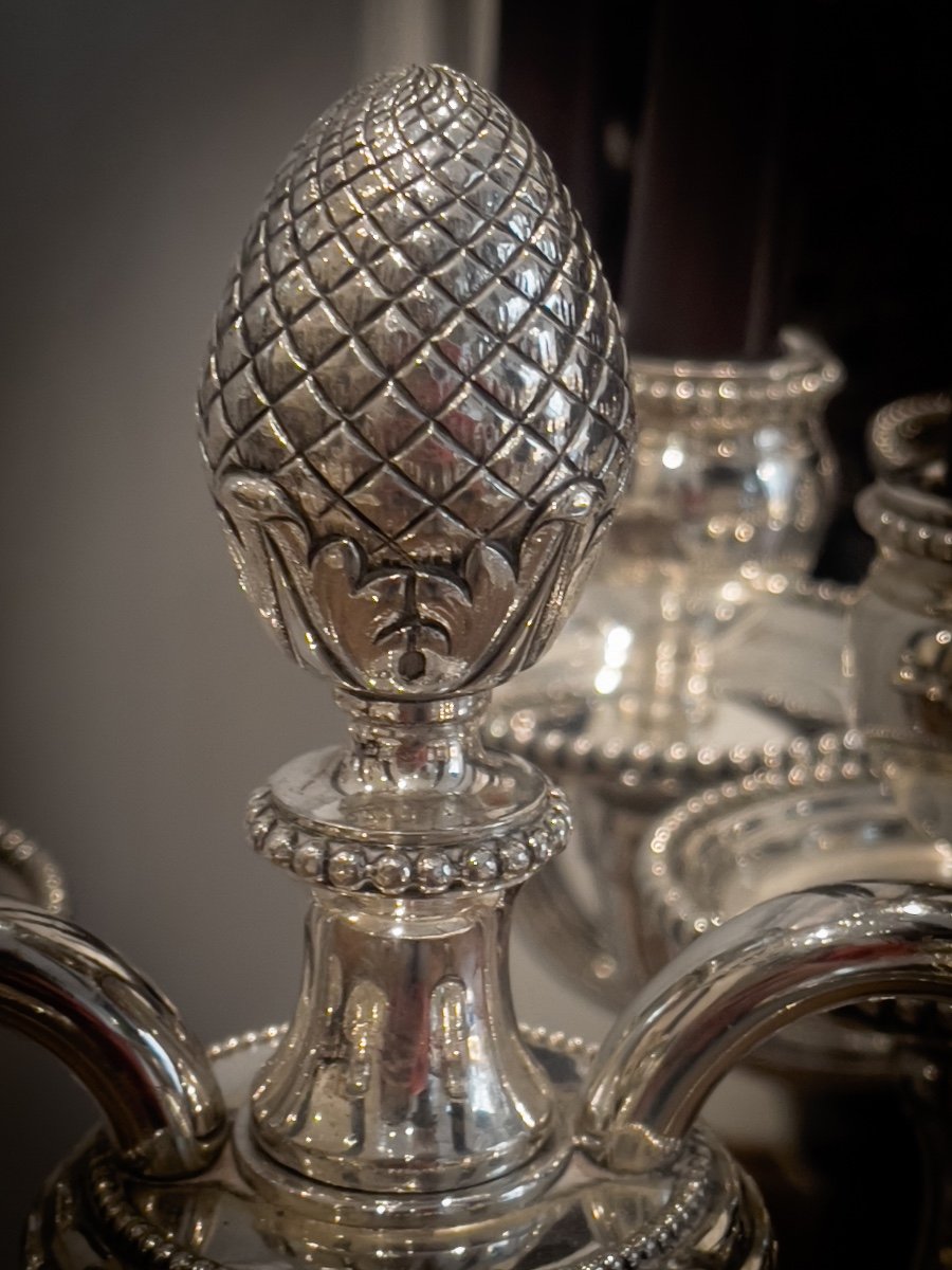 Elegant Pair Of Candelabra In Sterling Silver-photo-3