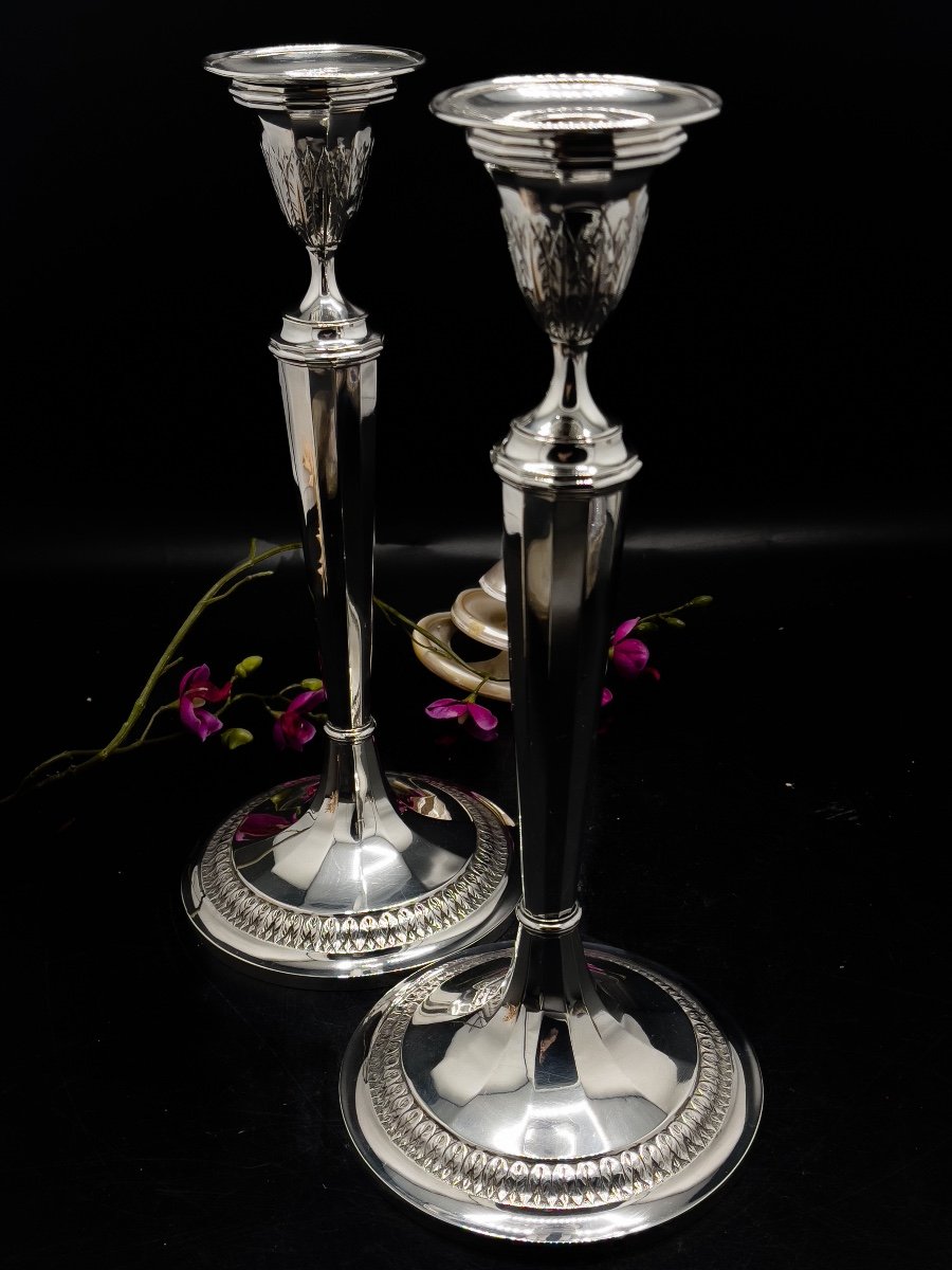 Pair Of Candlesticks In Sterling Silver-photo-4