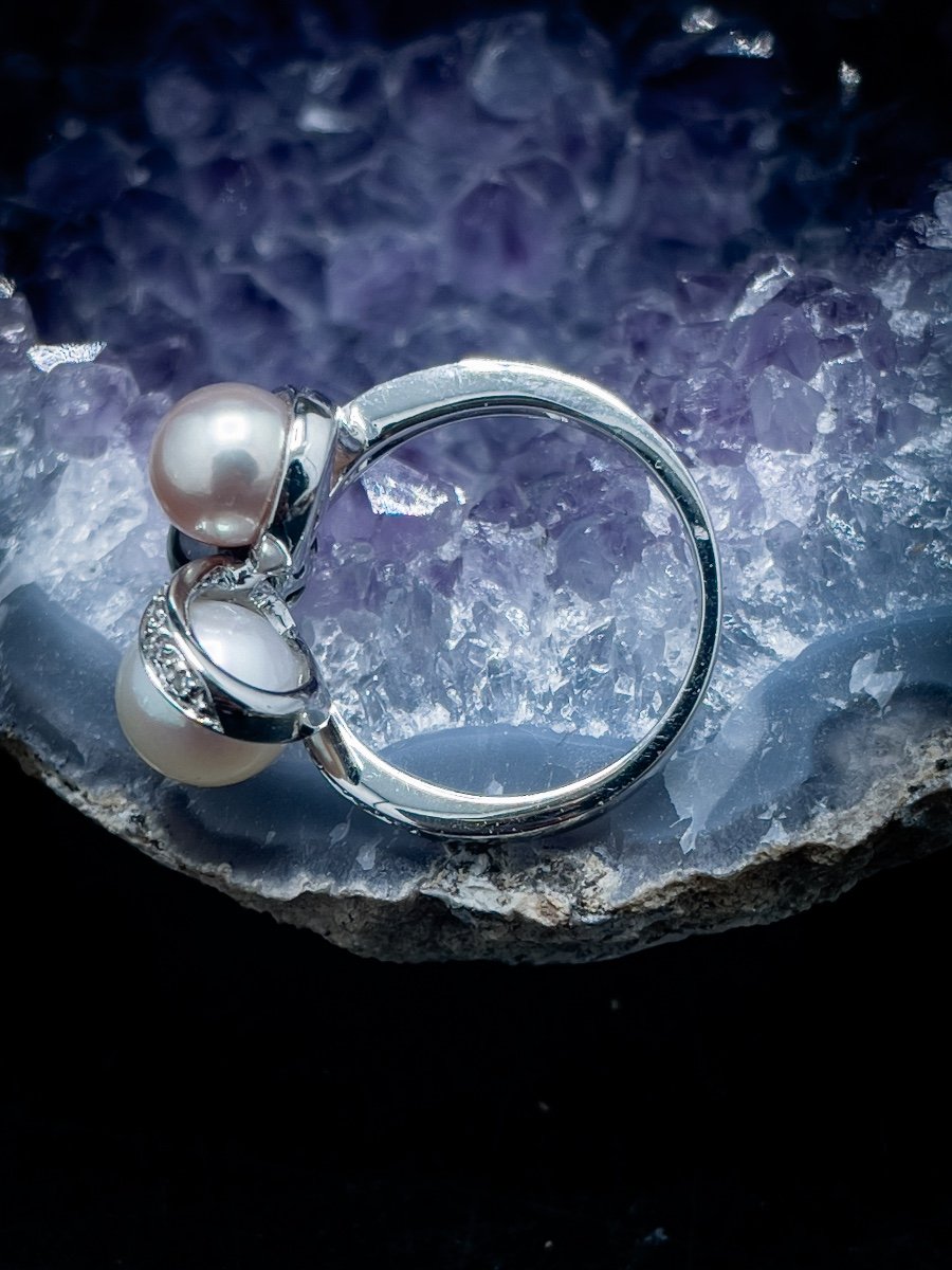 “south Sea Pearls Trio” Ring 18 Kt Gold And Diamonds-photo-3