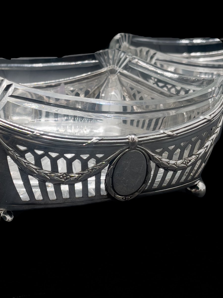Pair Of Small Silver And Crystal Planters-photo-2