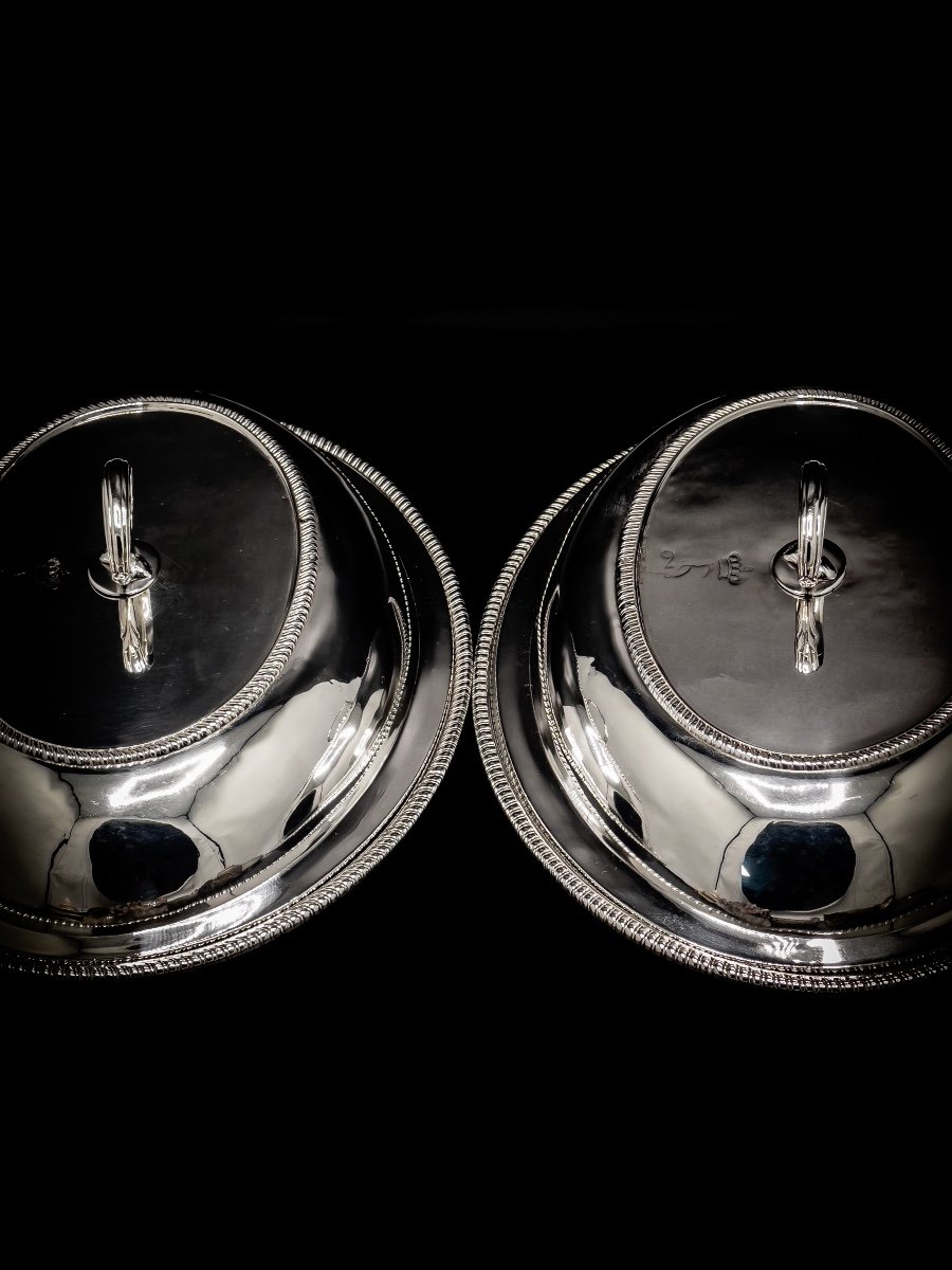 1798, Rare Pair Of Vegetable Dish In Sterling Silver-photo-4