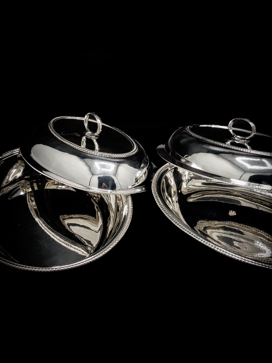 1798, Rare Pair Of Vegetable Dish In Sterling Silver-photo-2