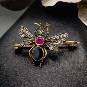 Belle Epoque, Insect Brooch In 18k Yellow Gold