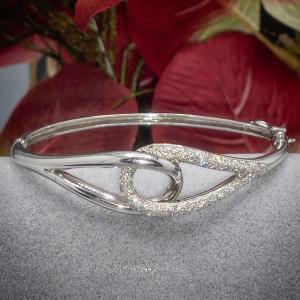 Bracelet Rigide En Or Blanc 18 K